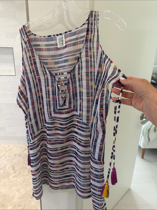 BECCA Other - BECCA Multicolor Striped Lace-Up Coverups with Tassels